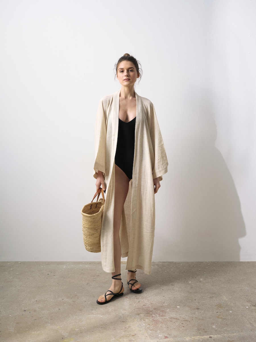 yaru-sabah-uzun-kimono-retro-silebezi-kemik-1 Sabah Long Kimono - Retro Şile Bezi - Image 1