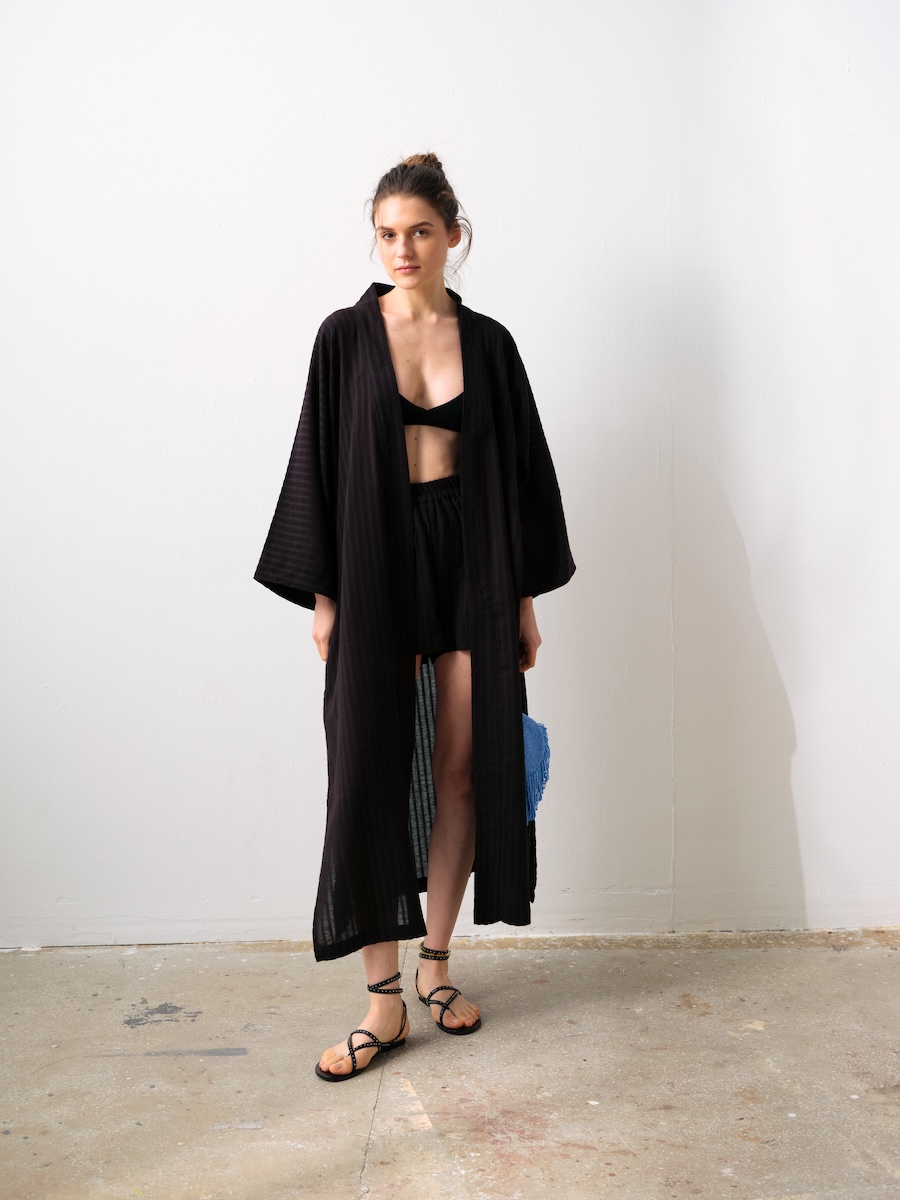 yaru-sabah-uzun-kimono-retro-silebezi-siyah-1 Sabah Uzun Kimono - Retro Şile Bezi - Görsel 1